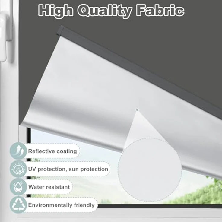 WOLTU Verdunkelungsrollo ohne Bohren, Klemmfix Thermorollo innen, Sicht- & Sonnenschutz Rollo, Schnurlos, Klemmrollo für Fenster & Türen, 60x150 cm, Anthrazit – Bild 2