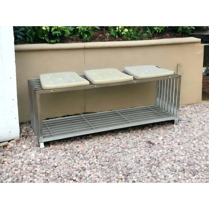 DanDiBo Gartenbank Edelstahl Metall Wetterfest Massiv 150 cm Sitzbank Bank Garten 96429 Parkbank Lamellenbank – Bild 8