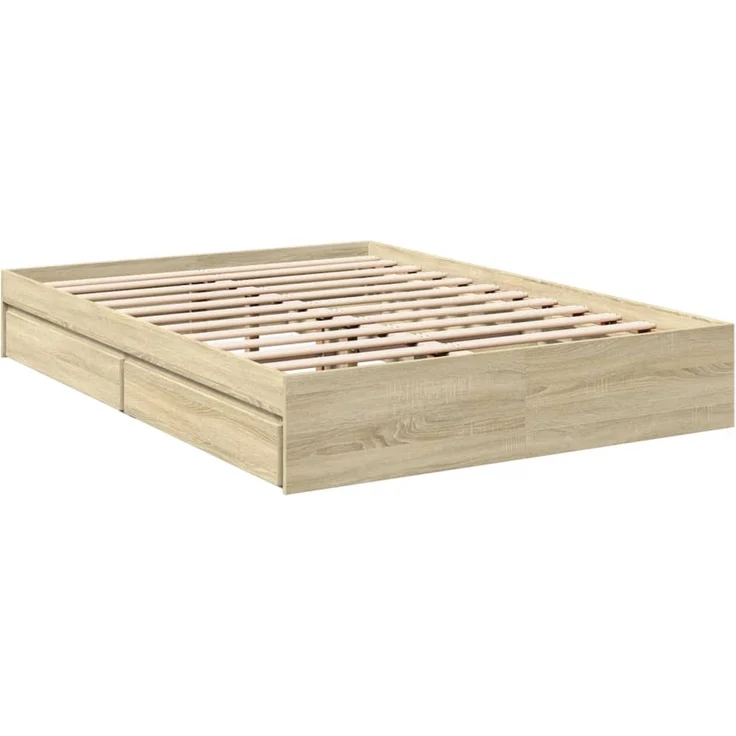 vidaXL Bettgestell mit Schubladen Sonoma-Eiche 140x190cm Holzwerkstoff 3280687 – Bild 3