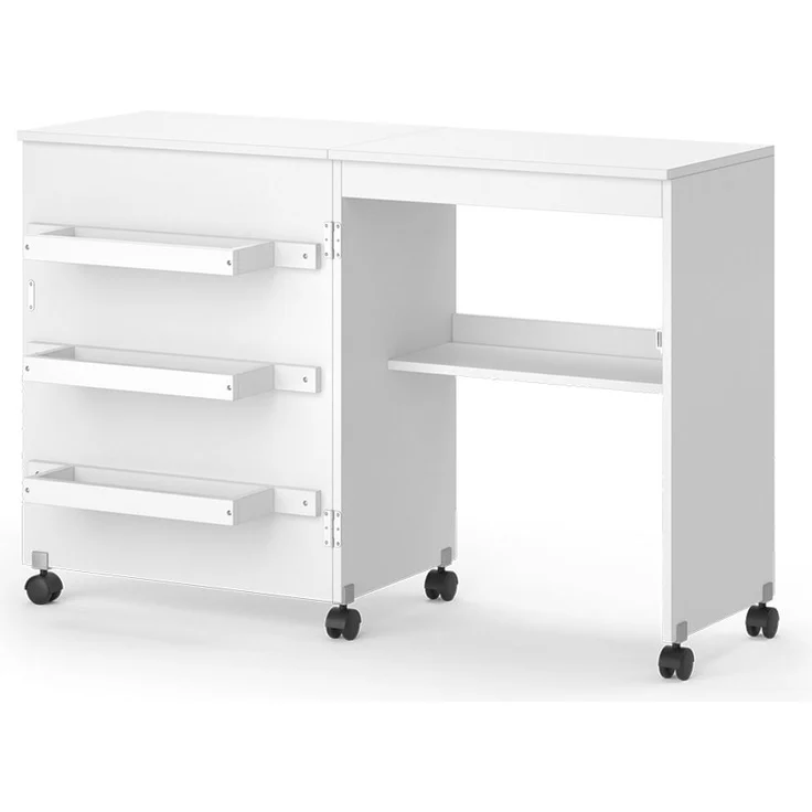 Nähtisch Carmen Weiß 118 x 77.5 cm mit 3 Regalen Vicco – Bild 1