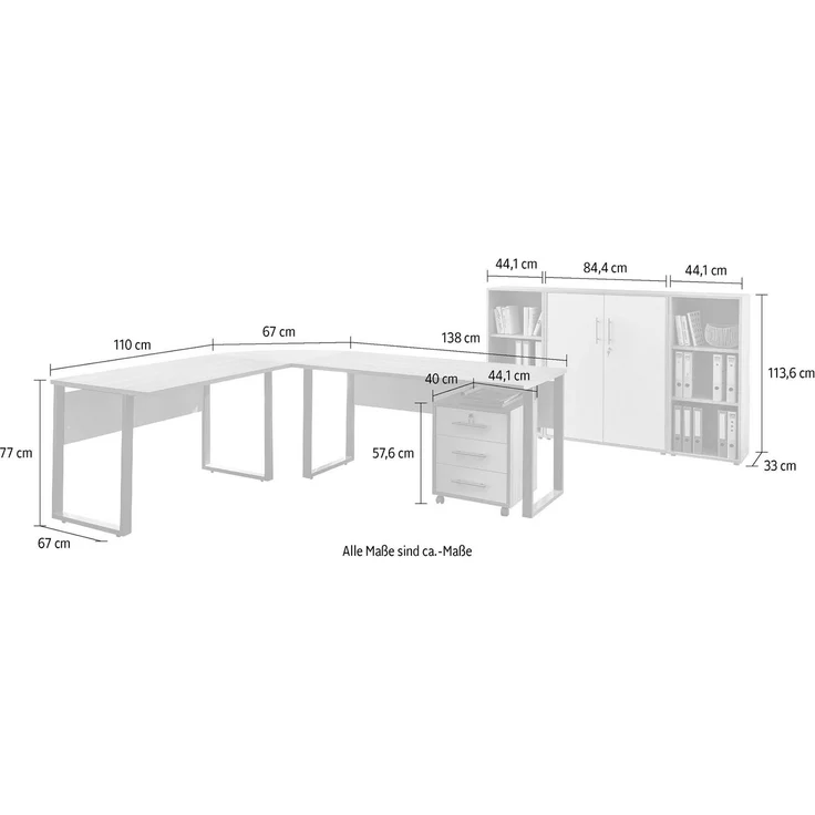 BMG Möbel Büromöbel-Set Tabor Office 2, (Set, 6-tlg) – Bild 2