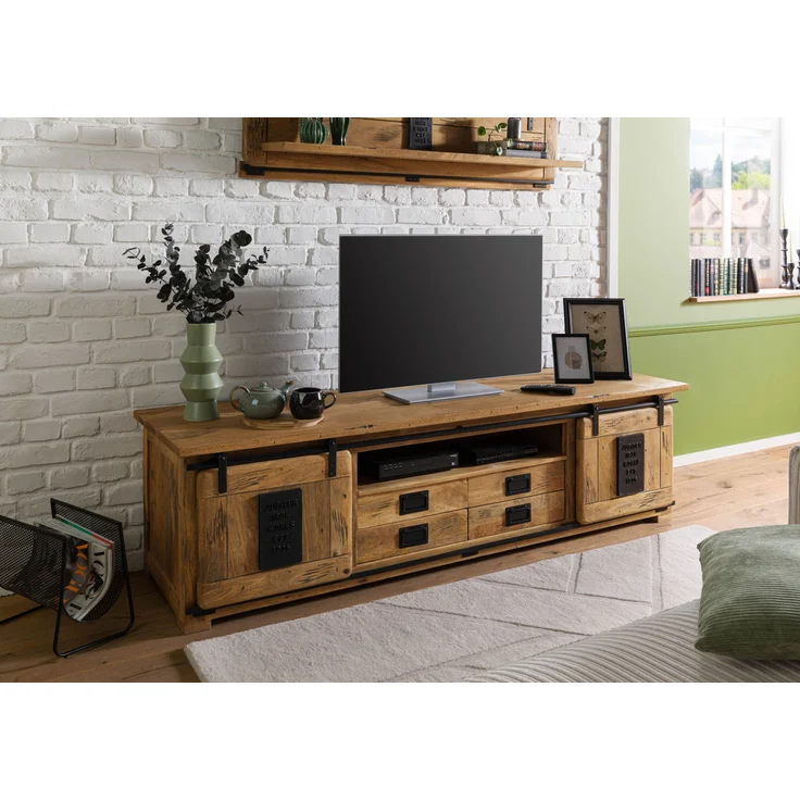 TV-Board Mango 200x55x55 natur lackiert RAILWAY #314 – Bild 9