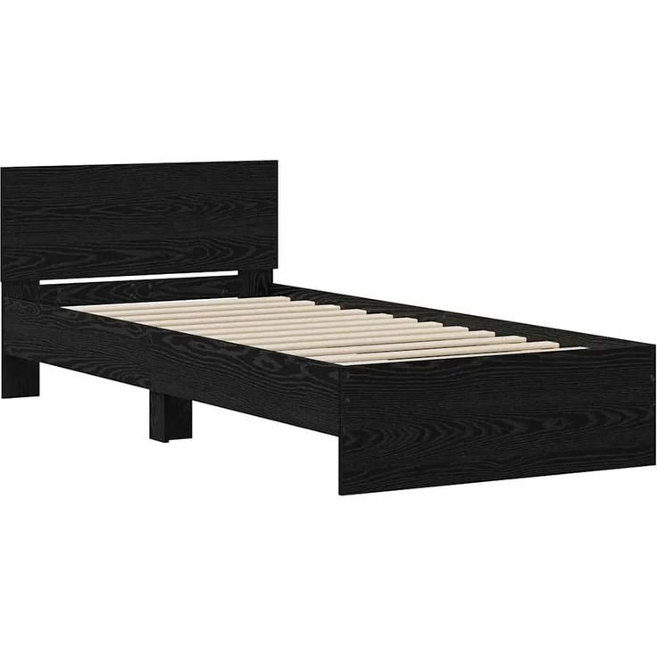 vidaXL Bettrahmen Schwarz Eichen-Optik 75 x 190 cm Holzwerkstoff 871662 – Bild 3