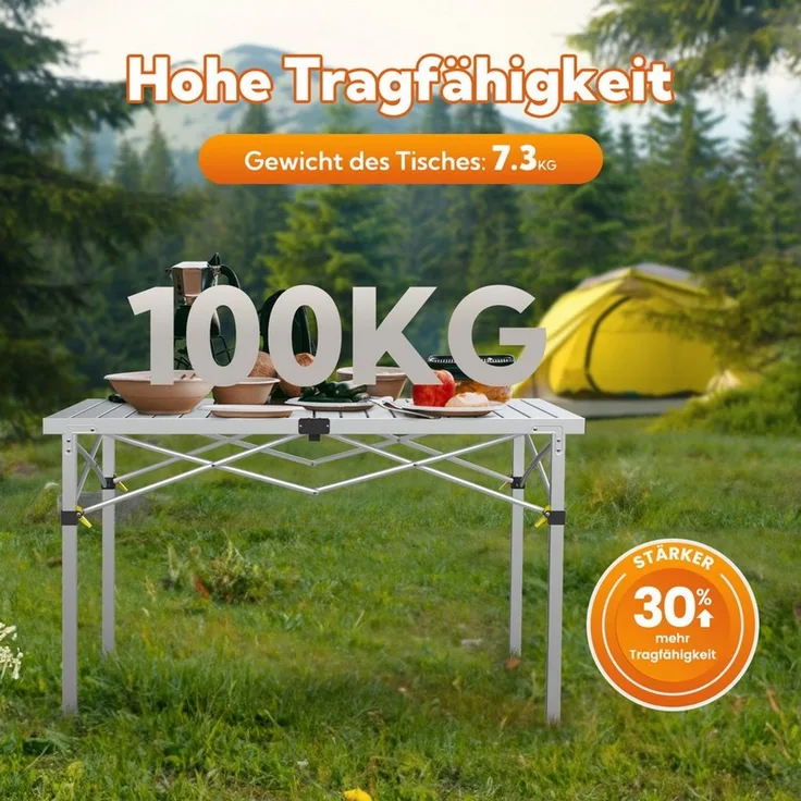HOMECALL Klapptisch Campingtisch Klappbar Balkontisch Gartentisch Tragbar Outdoor Tisch, Robust, stabil, für 4-6 Personen