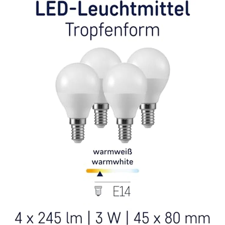 Müller-Licht LED Tropfenform E14, 3W ersetzt 25 W, warmweißes Licht, hohe Farbwiedergabe, lange Lebensdauer – Bild 5