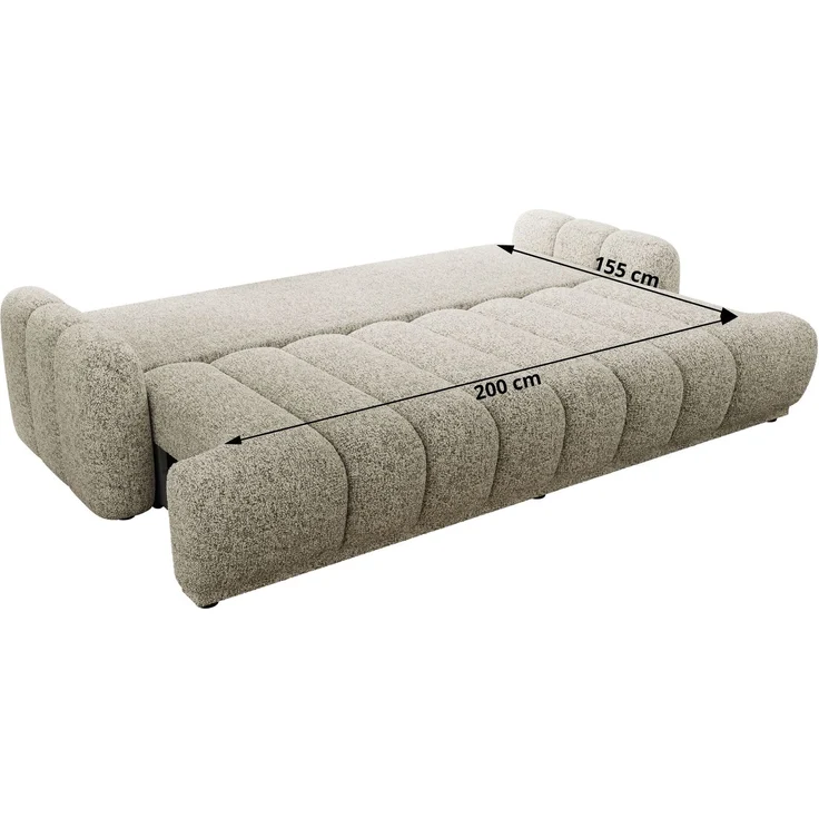 Schlafsofa ACCORDO 3-Sitzer mit Schlaffunktion, DL-Mechanismus, Wellenfederung & Massivholz, freistehend rundum bezogen - Beige Strukture – Bild 8