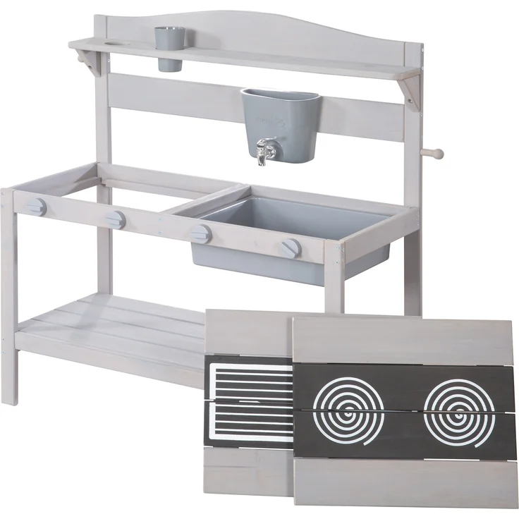 roba Spielküche Outdoor - inkl. Küchenzubehör - HxBxT: ca. 88 x 90 x 35 cm - Grau – Bild 5