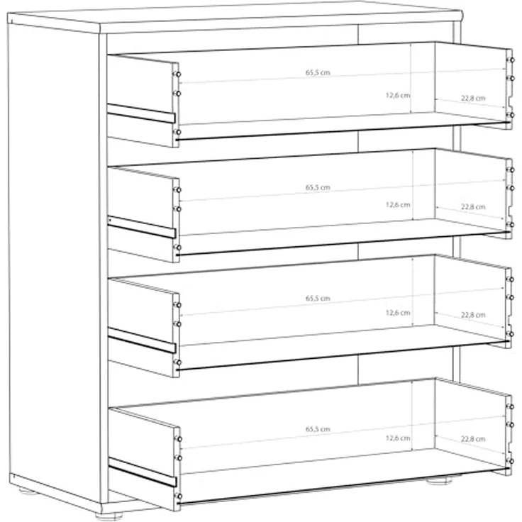 Forte TEMPRA 2 Kommode 70 80, Moderne Kommode mit 4 Schubladen, Schlafzimmer, Wohnzimmer, Büro, Holzwerkstoff, Kaschmir|Beige, 73,7 cm breit x 85,5 cm hoch x 34,8 cm tief – Bild 7