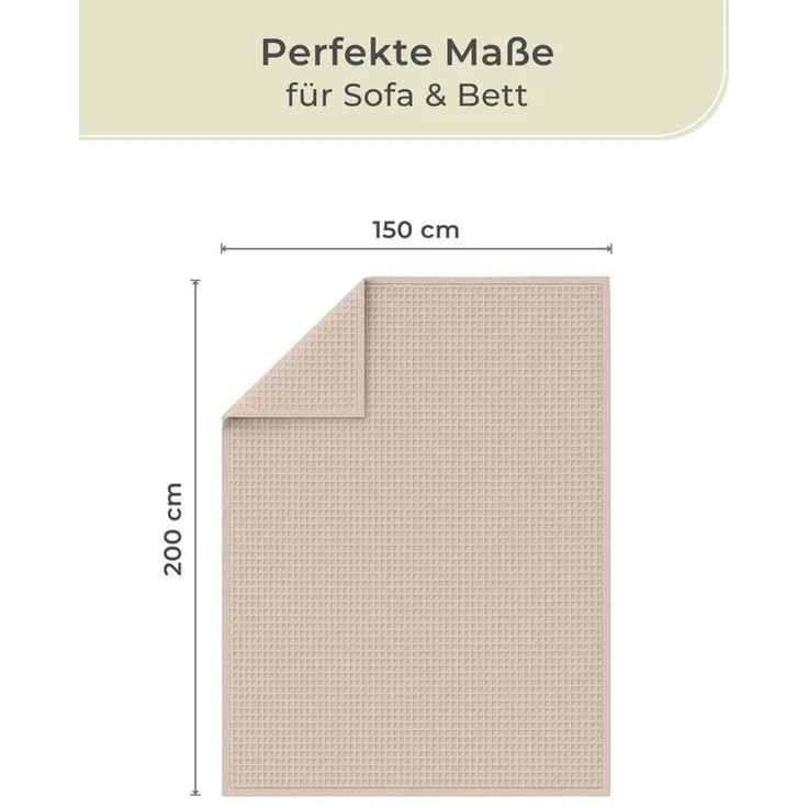 Wohndecke Wohndecke Waffelpique aus Baumwolle - Kuscheldecke, Baumwolldecke -, Laynenburg, Decke als Sofa-decke, Couchdecke, Wolldecke aus Baumwollmix – Bild 2