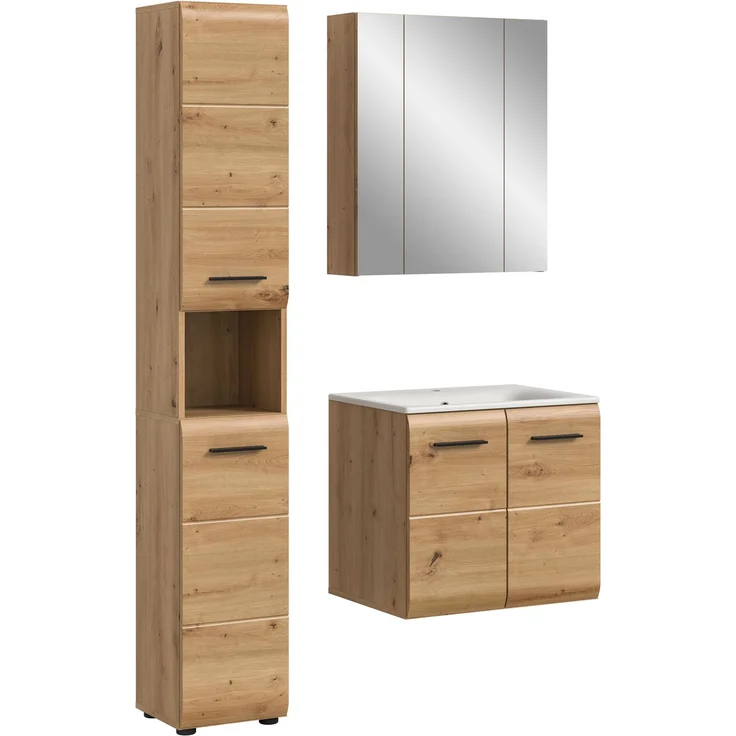Badkombination (B/H/T: 105x185x46 cm) in Artisan Oak Nachbildung und Artisan Oak Nachbildung – Bild 1