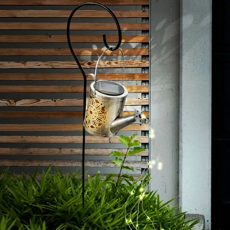 2er Set LED Solar-Steckleuchte, Gießkanne, silber, H 94 cm – Bild 3
