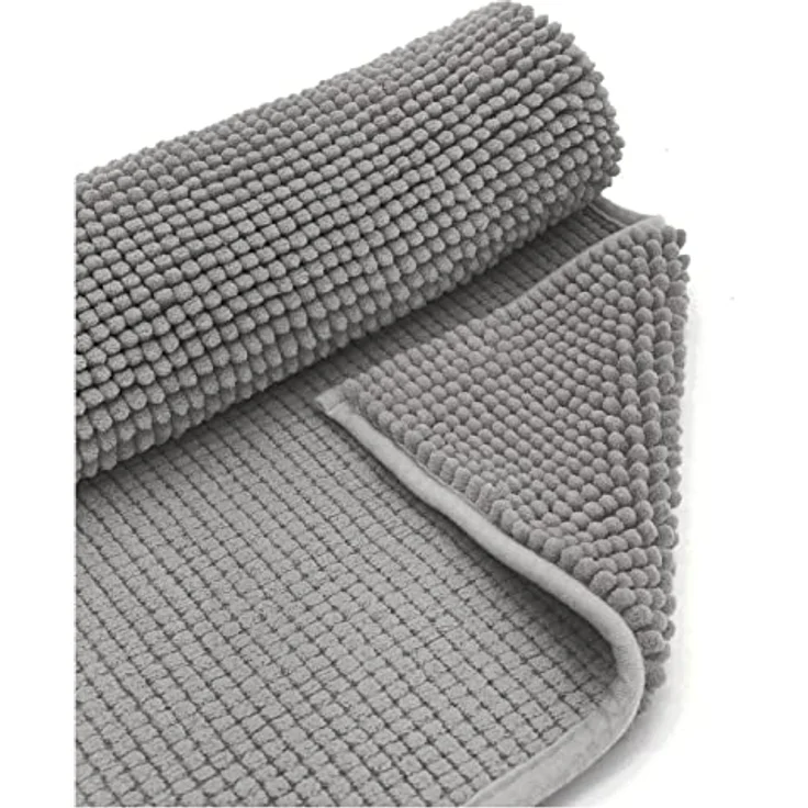 heimtexland Badematte Badvorleger Chenille Badteppich Duschvorleger, rutschhemmend beschichtet, Fußbodenheizung geeignet, 70, Polyester, rechteckig, 45x50 cm, Hochflor, super weich, extrem saugfähig, Maschinenwäsche – Bild 7