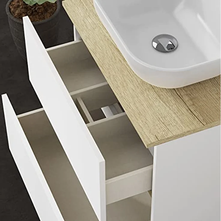 Baikal Badezimmermöbel-Set Duo, inkl. Waschbecken, Wandmontage, mit Keramikwaschbecken, Verschiedene Ausführungen und Maße, montiert. – Bild 5