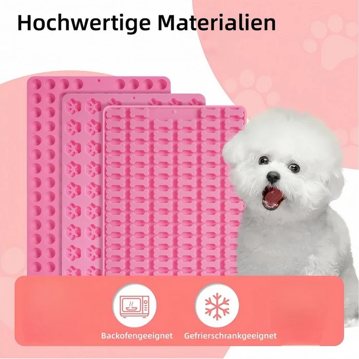 FOUORTUNATE-BEE Silikonform 3-teiliges Silikon-Backmatten-Set mit Teigschaber, (3-tlg), Backmatten für Hundesnacks, DIY-Kekse & Schokolade – Bild 4