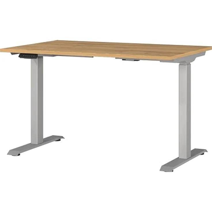 Germania Schreibtisch 7907-638, in Grandson-Eiche-Nb./Silber, EL. höhenverstellb, 120 x 120 x 80 cm (BxHxT) – Bild 2