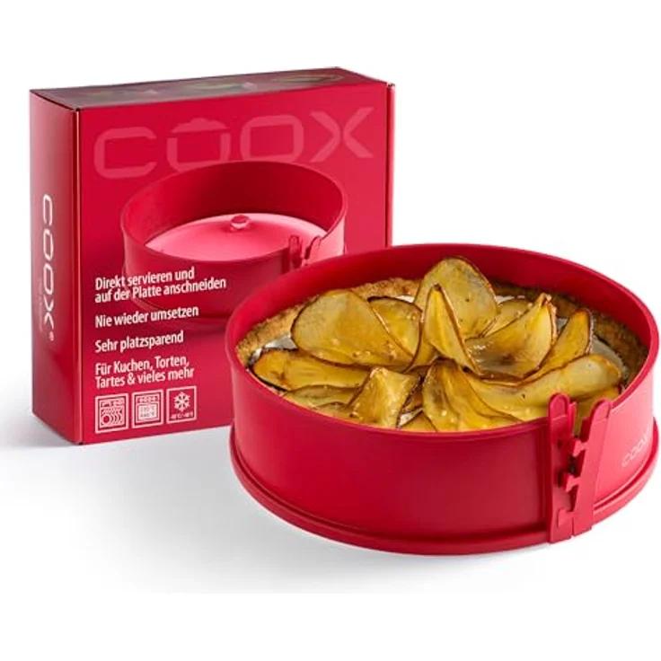 coox Backform Springform mit Glas-Servierplatte und Glasfüßen 26 cm, Antihaft-Oberfläche, kein Einfetten des Silikonrings nötig – Bild 2