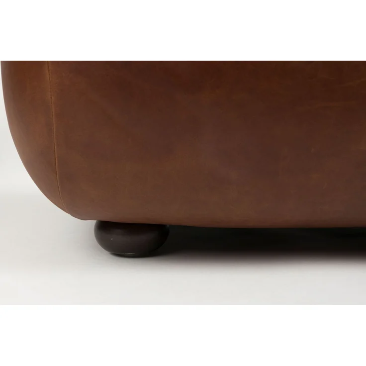 DutchBone Loungesessel Wyatt aus Leder in Schokobraun mit runden Holzbeinen Braun 87x101x70,5 cm – Bild 10