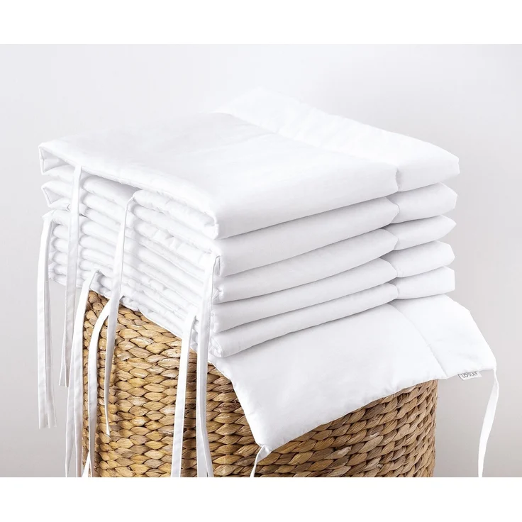 Loolay Bettnestchen 100% WEIß BIO-Baumwolle Atmungsaktives Babybett BETTUMRANDUNG, (420, 360, 210, 180 x 30cm, Baby und Neugeborene Premium GESCHENK!, LUX Babyausstattung Umrandung Kopfschutz Kantenschutz Bettschlange), LOOLAY® - 100% Europäische Stoff... – Bild 2