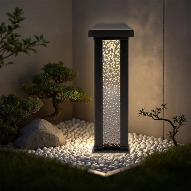 Spetebo LED Solarleuchte Gartenstecker im Sprudelsäule Design - 30 cm, Solar betrieben, LED fest integriert, warm weiß, stimmungsvolles Lichtspiel – Bild 6