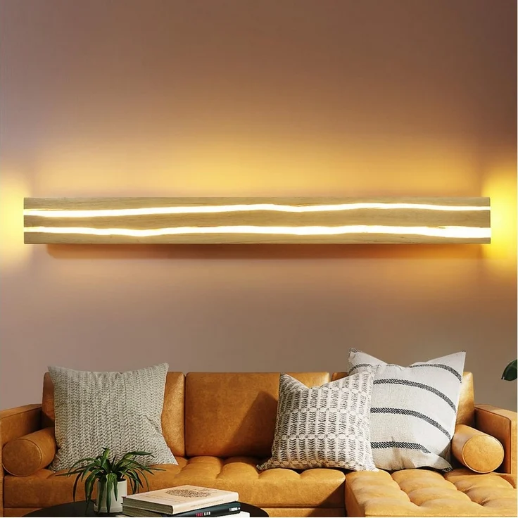 Nettlife Wandleuchte Wandleuchte Innen Holz Holzmaserung Natürlichkeit, Drehbar 360°, LED fest integriert, Warmweiß, Schlafzimmer Flur Treppe – Bild 5