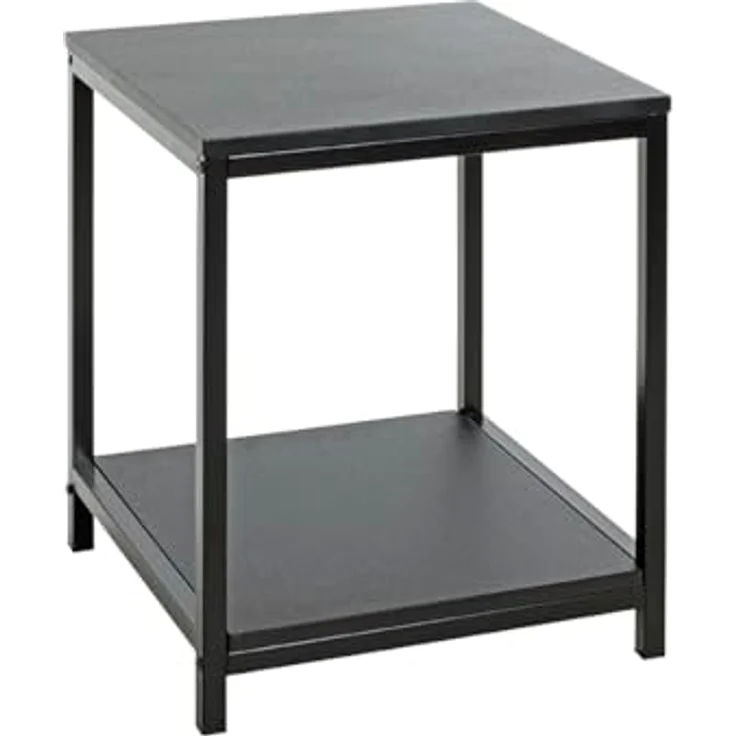 XXXL Beistelltisch, quadratisch, Schwarz, Metall und Holzwerkstoff, 40x50x40 cm, mit offenem Fach – Bild 1
