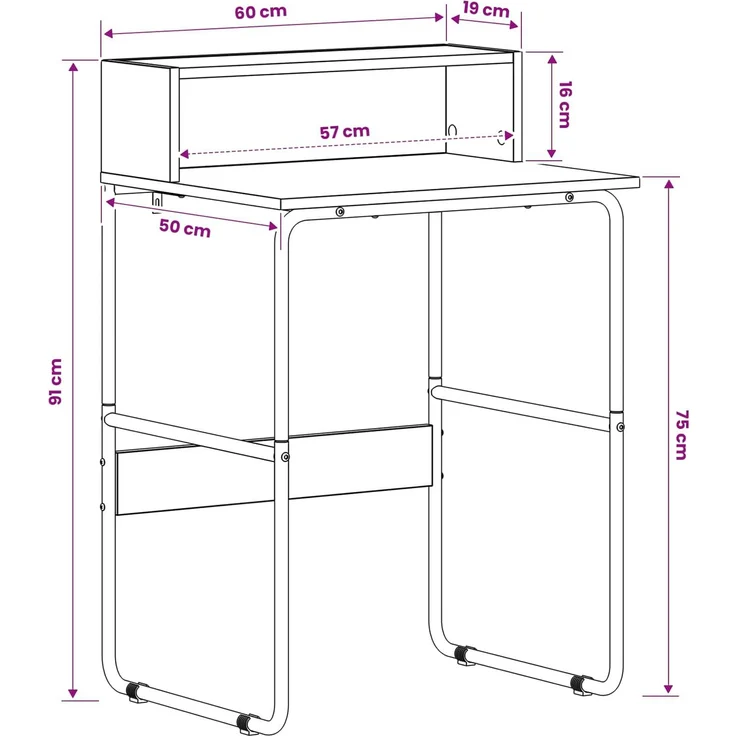 vidaXL Schreibtisch mit Stauraum Schwarz Eichen-Optik 60 x 50 x 91 cm 8008014 – Bild 8