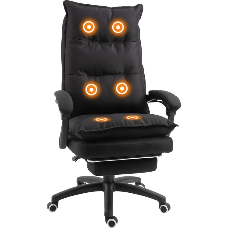 MELAYR, Bürostuhl mit Massagefunktion, Ergonomischer Stuhl mit verstellbarer Höhe, 76 x 38 x 64 cm, Schwarz – Bild 1