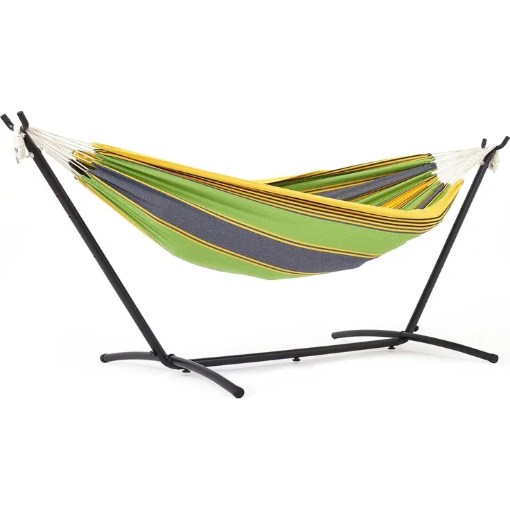 Mondeer Hängematte mit Gestell für 2 Personen, Hängematte mit Hängemattengestell, Doppel Baumwolle Tragbare Hängematte Outdoor & Indoor für Terrasse Hof Garten, Belastbarkeit bis 200 KG, Grün