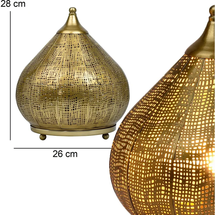 Marrakesch Orient & Mediterran Interior Nachttischlampe Orientalische Deko Tischlampe Nachttischlampe Lampe Jamiel Gold, Leuchtmittel nicht im Lieferumfang enthalten, Handarbeit – Bild 5