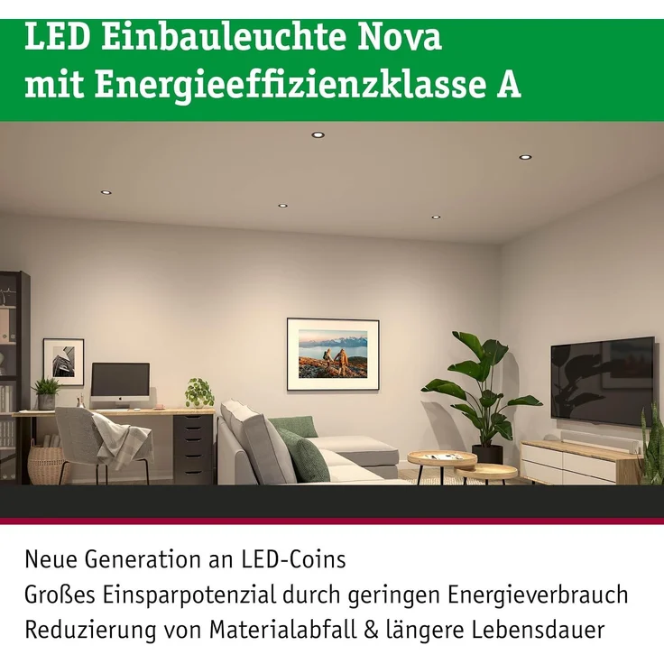LED Einbauleuchte Nova Coin 3er-Set rund 84mm 50° 3x2,8W 3x505lm 230V 4000K Eisen gebürstet – Bild 3