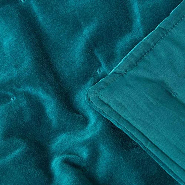 Homescapes Samt-Kuscheldecke Petrol, 150x200 cm, Oeko-Tex® zertifiziert, luxuriöse Baumwoll-Oberfläche, vielseitig einsetzbar – Bild 4