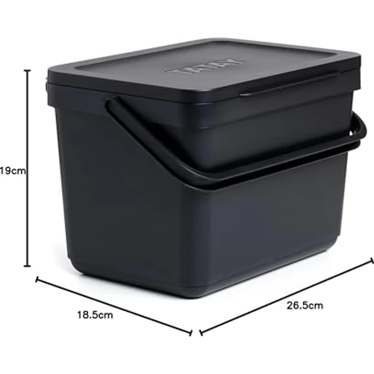 TATAY Biomülleimer Küche 6L | Organischer Abfalleimer Smart ohne Halterung | Kompaktes und Funktionales Design | Aus 100 % Recyceltem Material | 26,5 x 20,5 x 18,5 cm, Schwarz – Bild 4