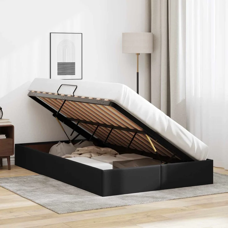 vidaXL Ottoman Bettgestell Schwarz 120 x 200 cm Kunstleder 3442766 – Bild 4