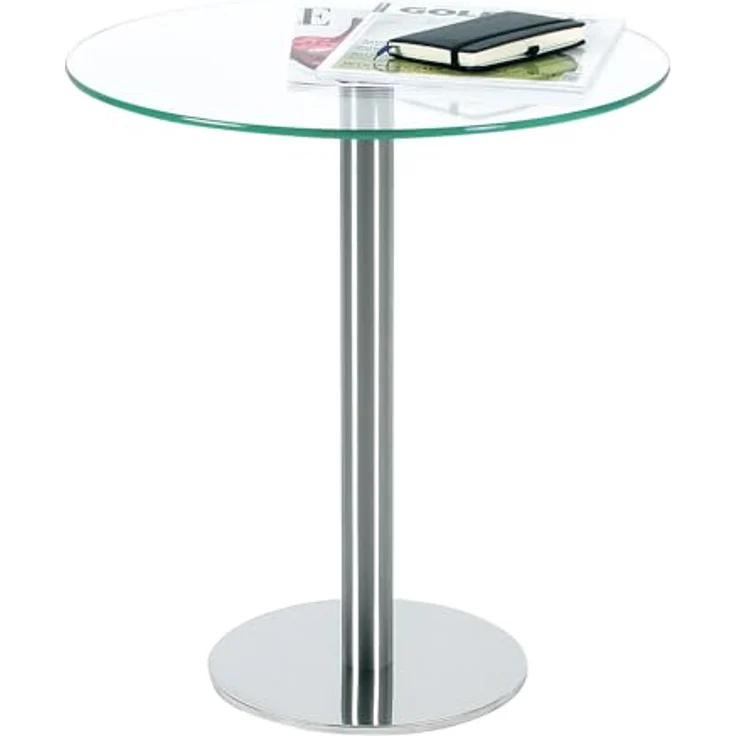Ebinger Couch- und Beistelltisch in Edelstahl Ø 495 mm Klarer ESG-Sicherheitsglasplatte Tischhöhe 550 mm P734. 35. 0 – Bild 2