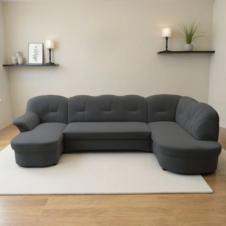 DOMO collection Wohnlandschaft Flores auch in Leder-Bezug, B/T/H: 293/180/86 cm, U-Form, 3 Teile, wahlw. mit Bettfunktion, wahlw. mit Federkern, Unser Dauertiefpreis – Bild 1