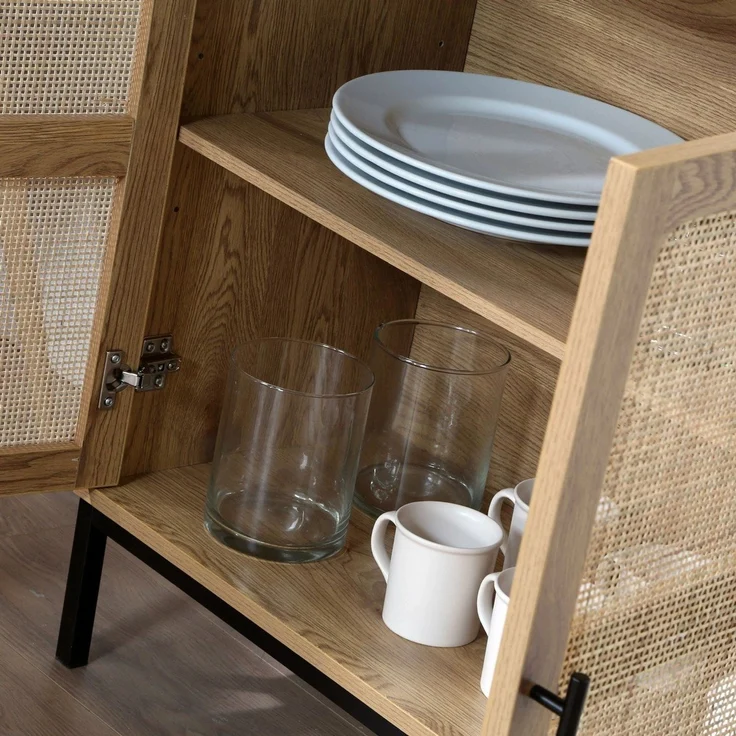 Casâme 'JAYA' Bücherregal mit Stauraum 2 Türen in Holzoptik - L80 x H175 cm - Helles Holz – Bild 9