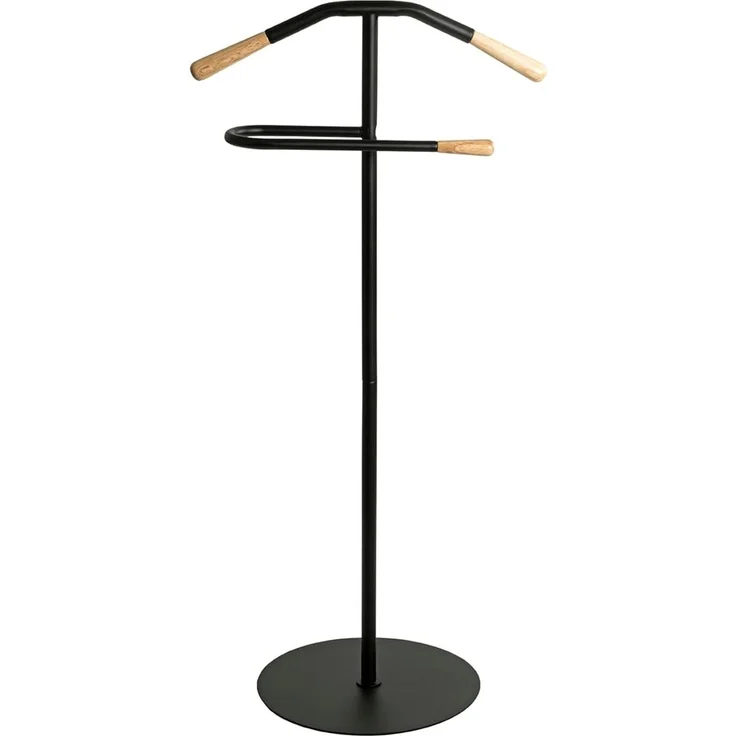 Haku Herrendiener aus Stahlrohr mit Massivholz-Anbauteilen in schwarz-natur, 50x34x105 cm – Bild 2