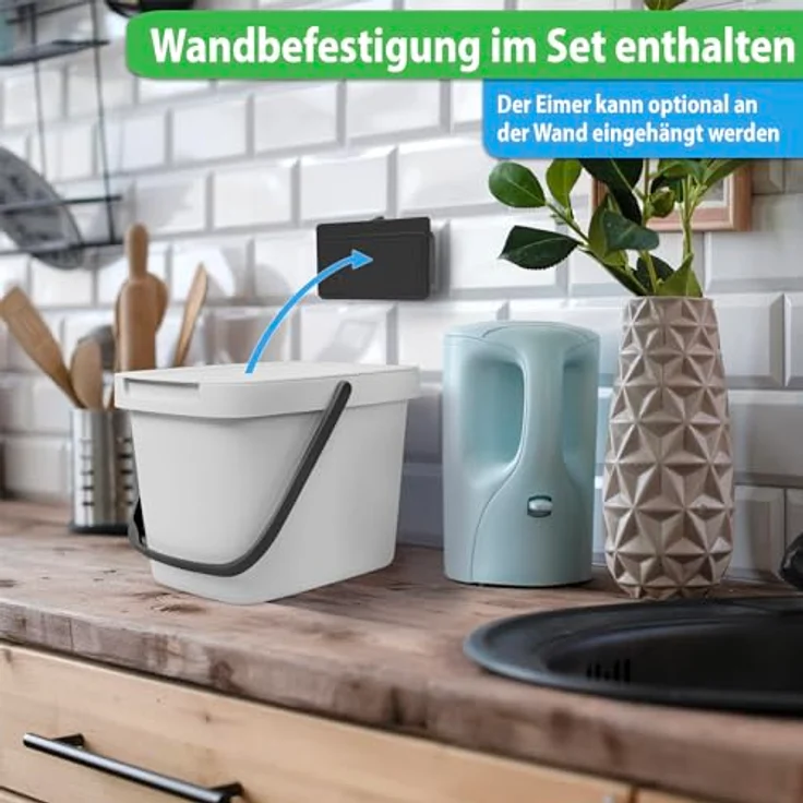 YourCasa Biomülleimer YourCasa® Biomülleimer Küche 6L Komposteimer für alltäglichen Biomüll, Mit Wandhalterung – Bild 5