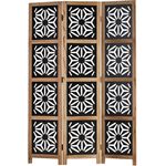 Paravent Raumteiler 3 fach Holz Trennwand spanische Wand Sichtschutz Natur Schwarz
