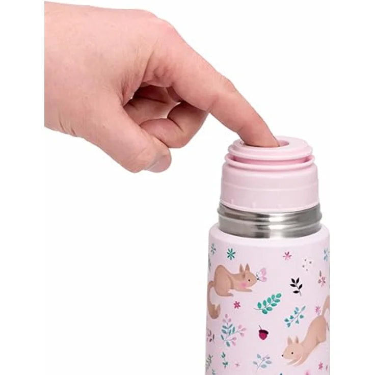 Miniland Trinkflasche aus Edelstahl für 500 ml Flüssigkeit, hält die Temperatur +12h, sowohl kalt als auch warm, mit luftdichtem Verschluss und Tropfschutz, auslaufsichere Trinkflasche | Squirrel – Bild 3