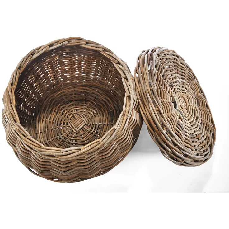 Kobolo Aufbewahrungskorb Wäschebehälter - Rattan - Stoffeinsatz und Deckel (1 St) – Bild 3