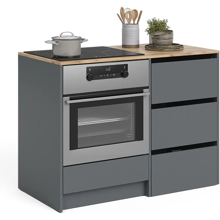 Herdumbauschrank Viktor Anthrazit/Goldkraft Eiche 116.8 cm mit 4 praktischen Schubladen Vicco – Bild 5