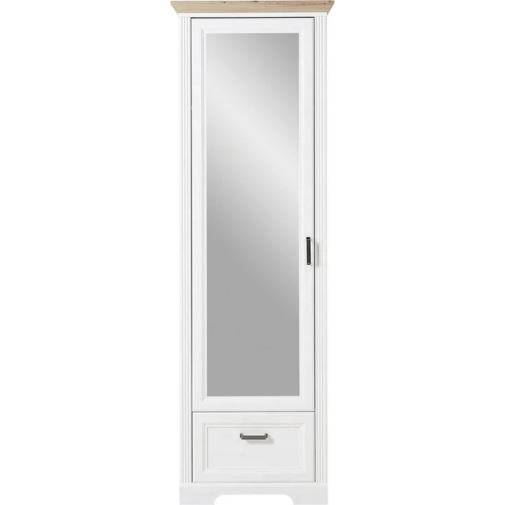 Garderobenschrank Jena / Jasmin, Holzwerkstoff, Weiß, Verspiegelt, 65 x 204 x 41 cm – Bild 2