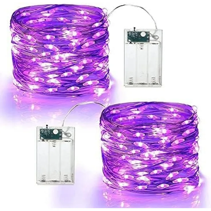 ABC LED-Lichterkette, 2er-Pack, lila, 6 m, 60 LED, batteriebetrieben