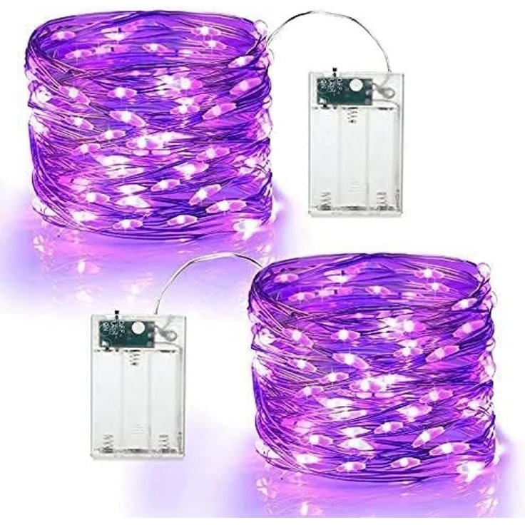 ABC LED-Lichterkette, 2er-Pack, lila, 6 m, 60 LED, batteriebetrieben – Bild 1