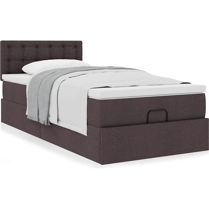 vidaXL Ottoman-Bett mit Matratze Dunkelbraun 100x200 cm Stoff 3311604 – Bild 12