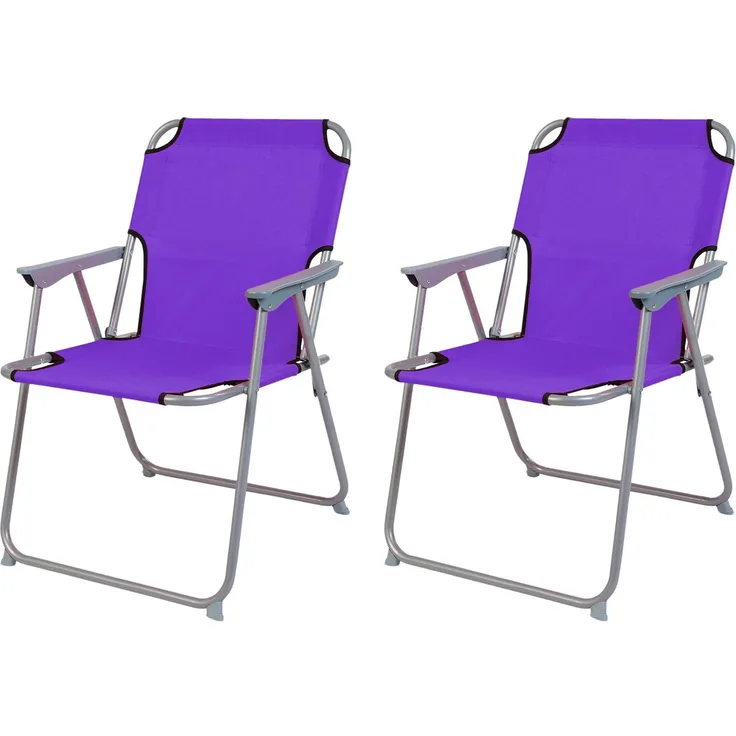2'er Set Campingstuhl Stoff Oxfort Metall verschiedene Farben