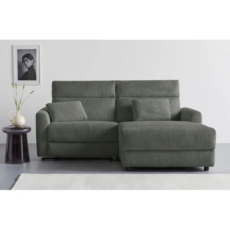 OTTO home Ecksofa JENNA L-Form, 209cm - OTTO. Verlässliche Qualität, manuelle o. elektrische Relaxfunktion, USB A/C, weicher Sitz, Cord.