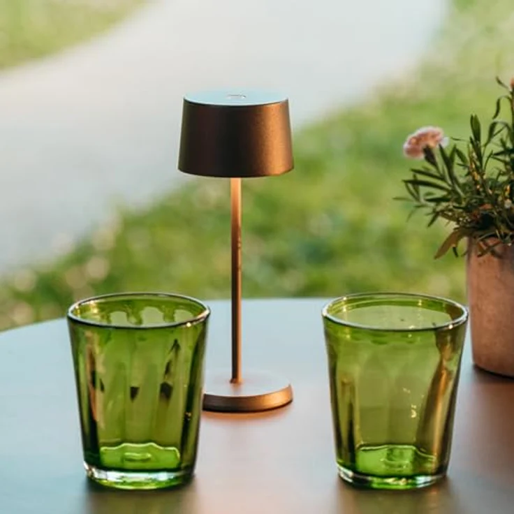 Zafferano, Olivia Micro Lampe, Kabellose, Wiederaufladbare Tischlampe mit Touch Control, Auch für den Außenbereich Geeignet, Dimmer, 2200-3000 K, Höhe 20 cm, Farbe Corten – Bild 5