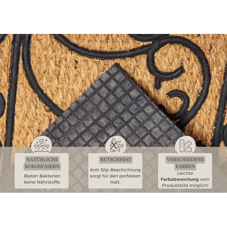 HANSE Home Fußmatte Rechteckig, Türmatte, rechteckig, Höhe: 8 mm, Kokos, Gummi, Schmutzfangmatte, Outdoor, Rutschfest, Innen, Kokosmatte – Bild 5